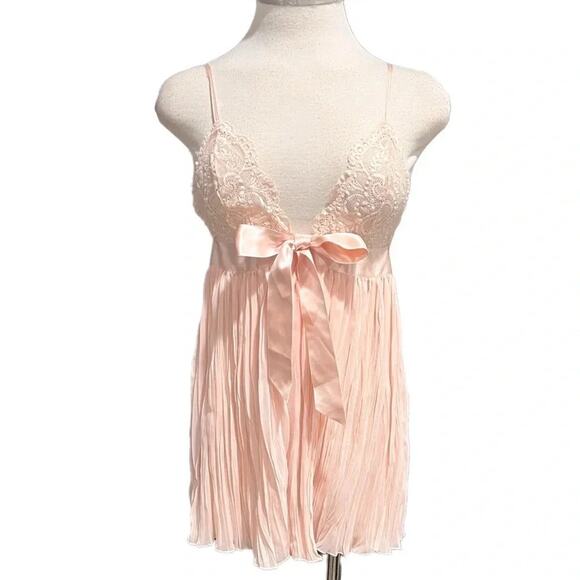 VICTORIAS SECRET VERY SEXY PLEATED BABYDOLL TEDDY SLIP LUSTY PINK SIZE S - Picture 2 of 9